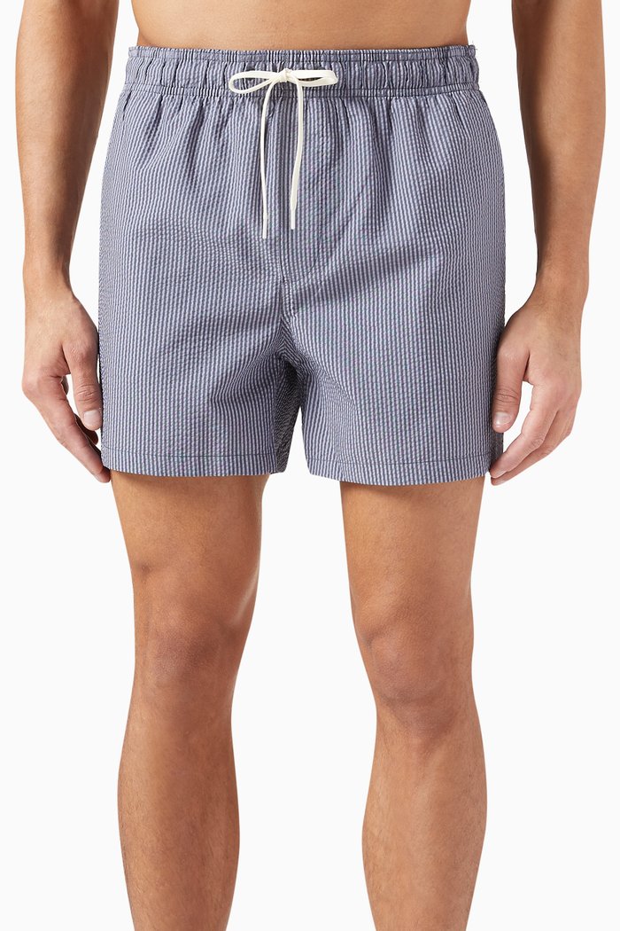 Striped Swim Shorts in Nylon, Purple