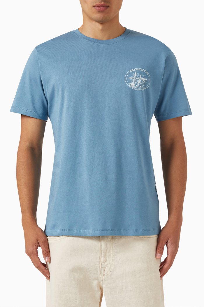 

Printed T-shirt in Cotton Jersey, Blue