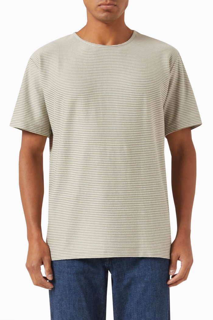 

Striped T-shirt in Cotton Jersey, Green