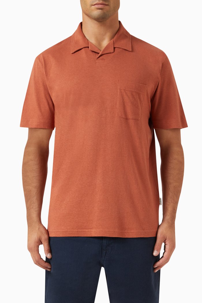 

Pan Polo Shirt in Wool-linen Blend, Orange