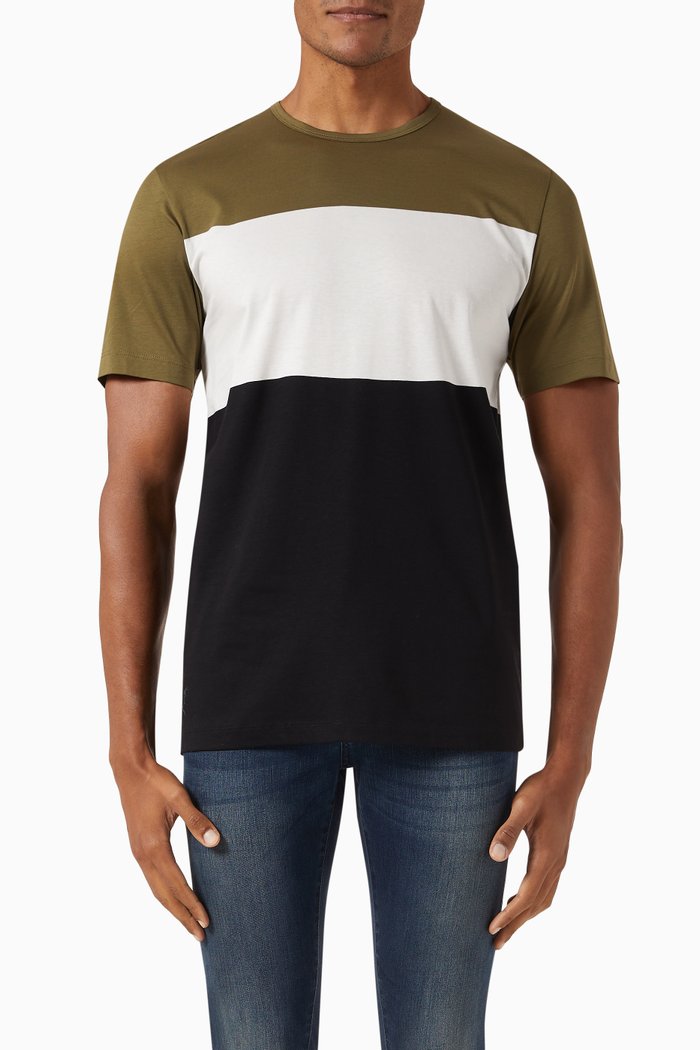 

Block Print T-shirt in Cotton Jersey, Multicolour
