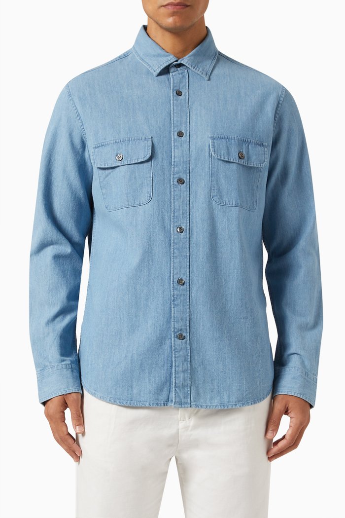 

Overshirt in Linen, Blue