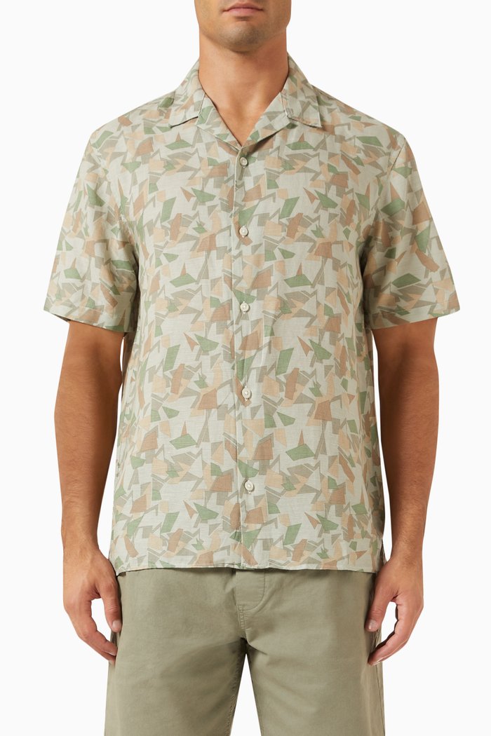 

Geo Shirt in Linen, Green