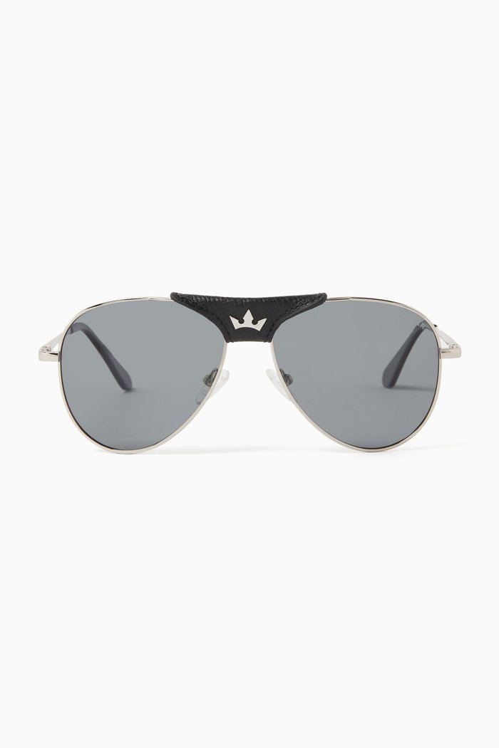 

James Aviator Sunglasses in Stainless Steel, Silver
