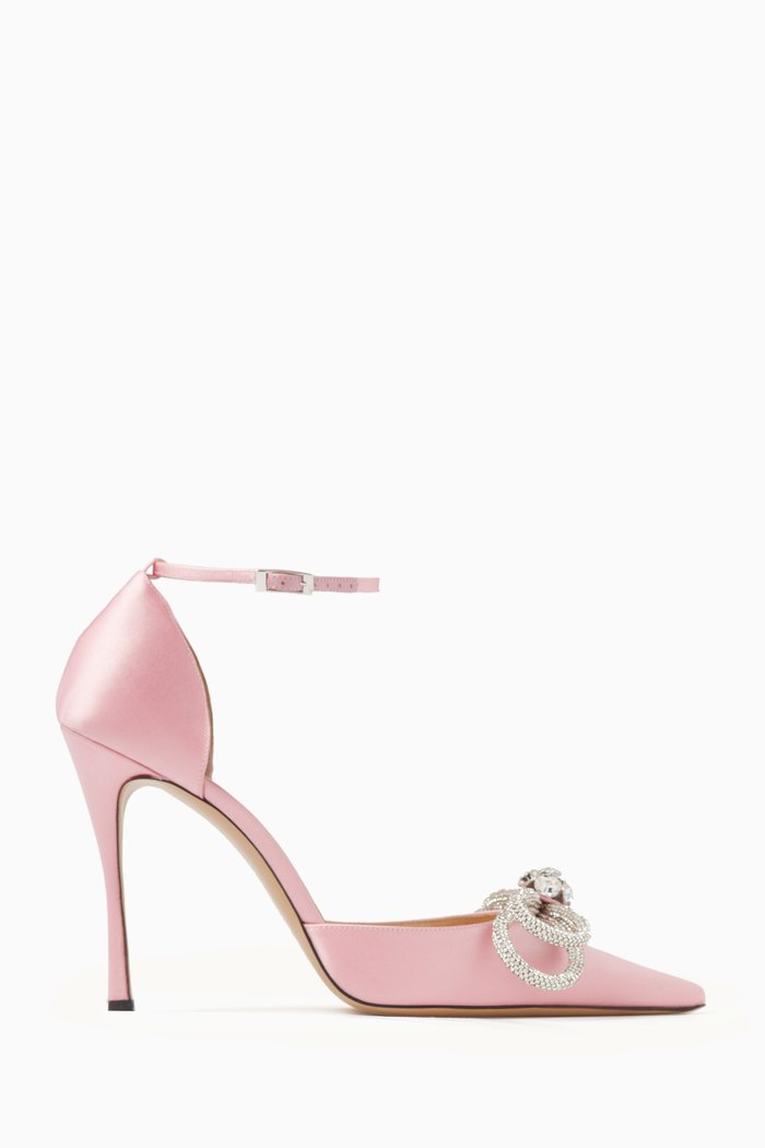 

Double Bow 110 Pumps in Satin, Pink