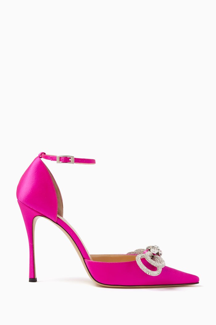 

Double Bow 110 Slingback Pumps in Satin, Pink