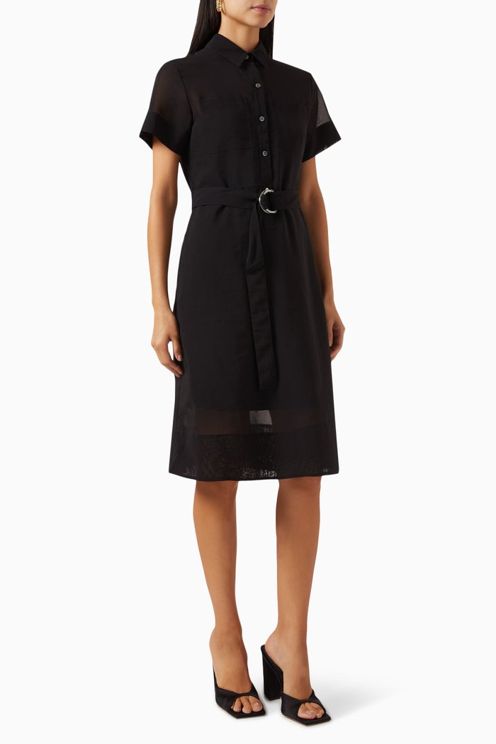 

Belted Shirt Dress, Black