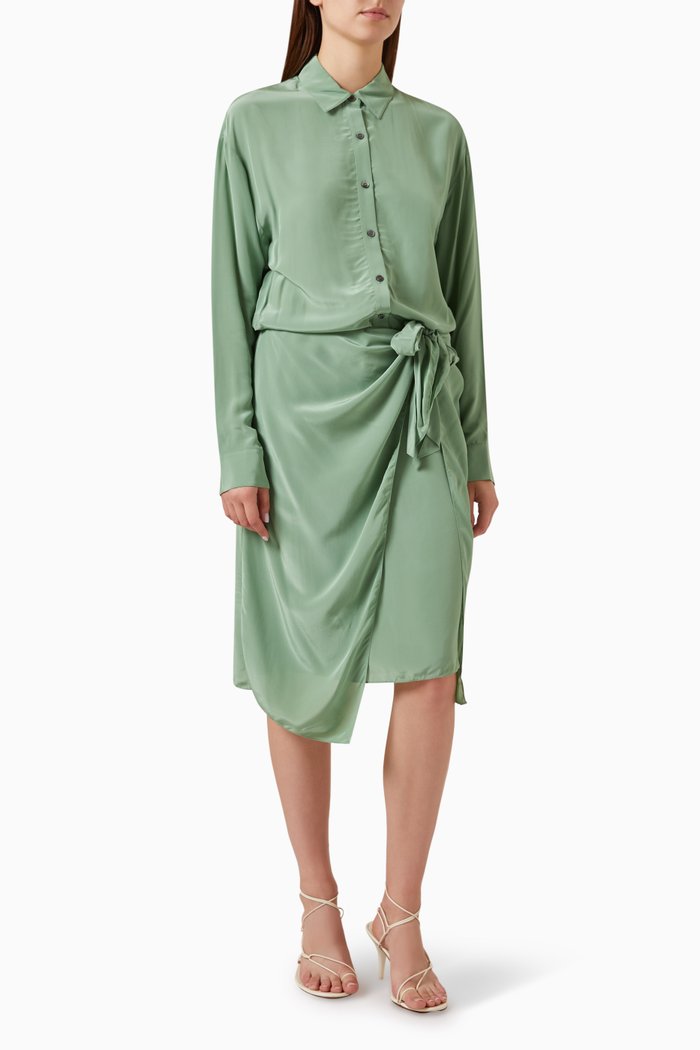 

Sarong Shirt Dress in Viscose, Green