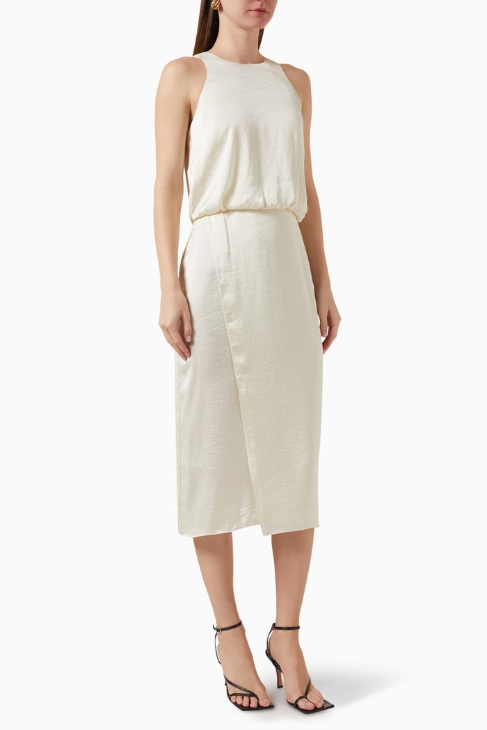

Layered Tank Dress in Satin, White