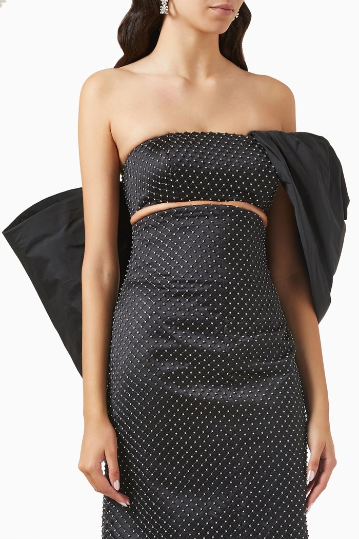 

Crystal-embellished Butterfly Crop Top, Black