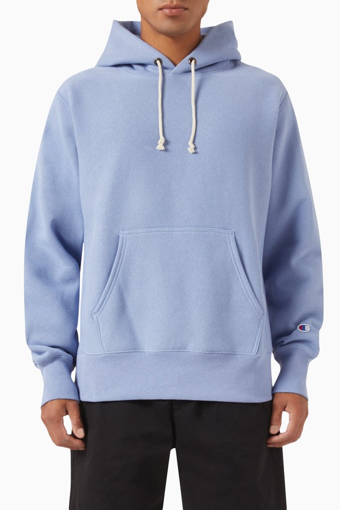 

Embroidered Logo Hoodie in Cotton Blend, Blue