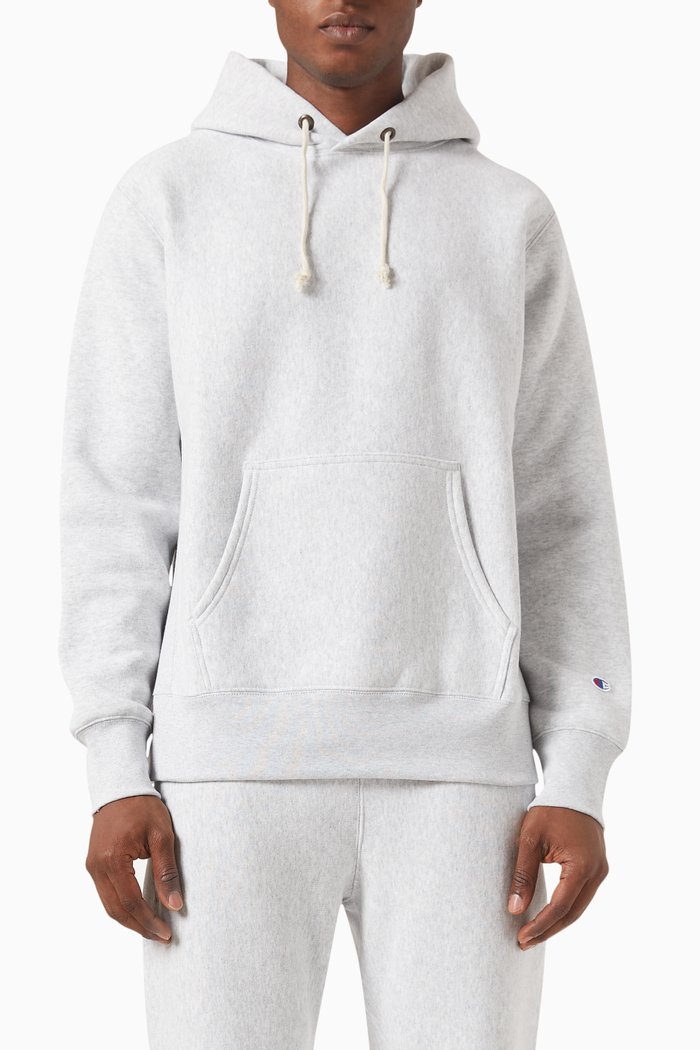

Embroidered Logo Hoodie in Reverse Weave Fleece, Grey