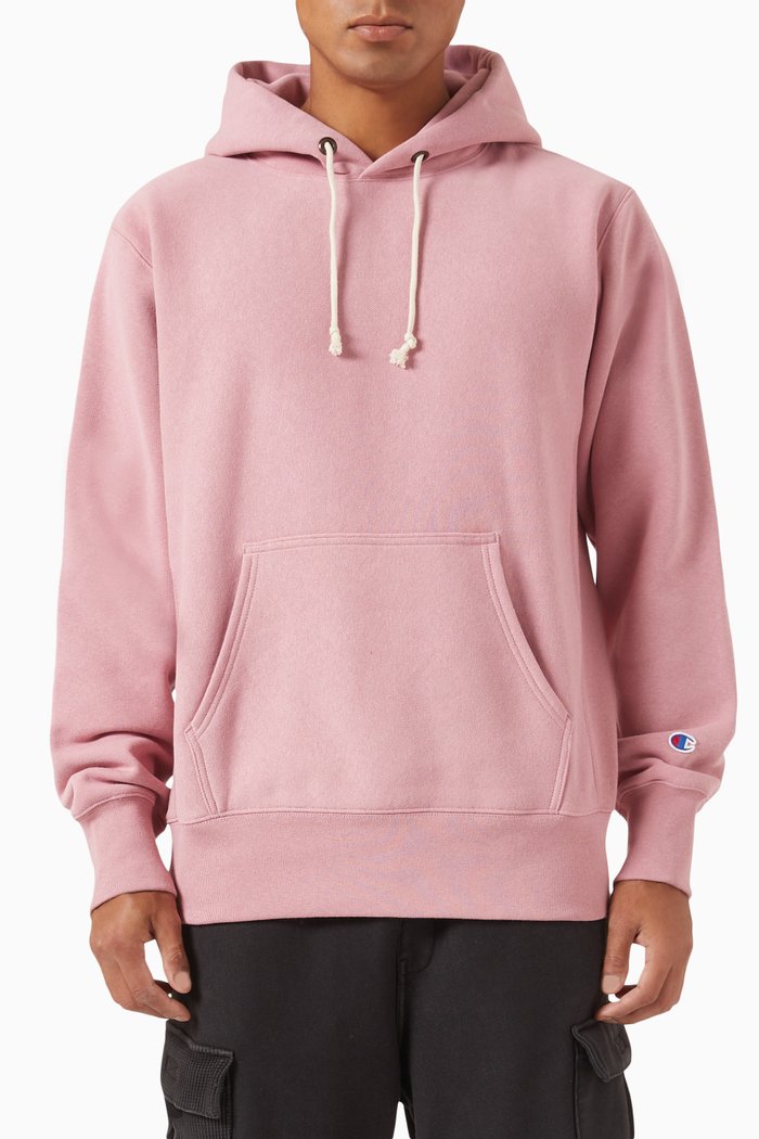 

Embroidered Logo Hoodie in Reverse Weave Fleece, Pink