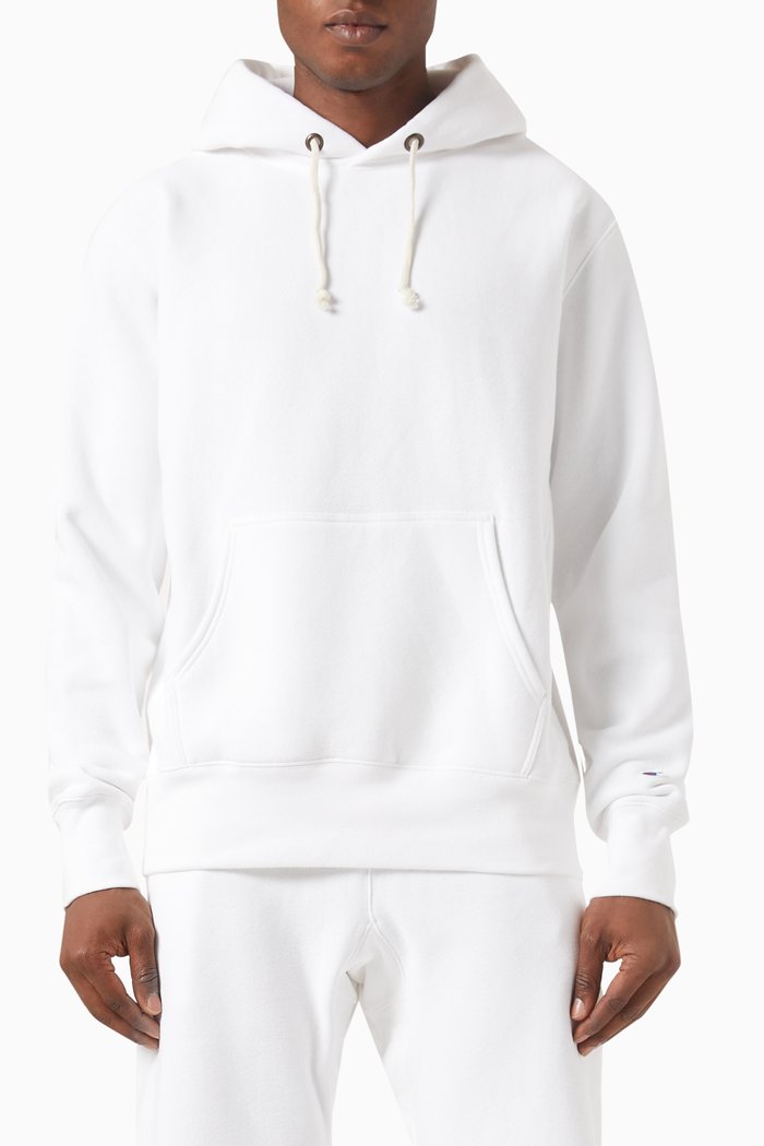 

Hoodie in Reverse Weave Fleece, White