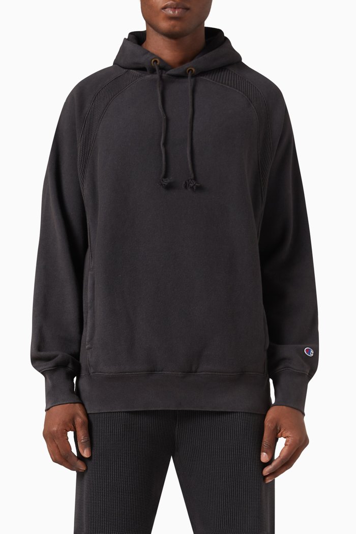 

Waffle Insert Hoodie in Reverse Weave Fleece, Black