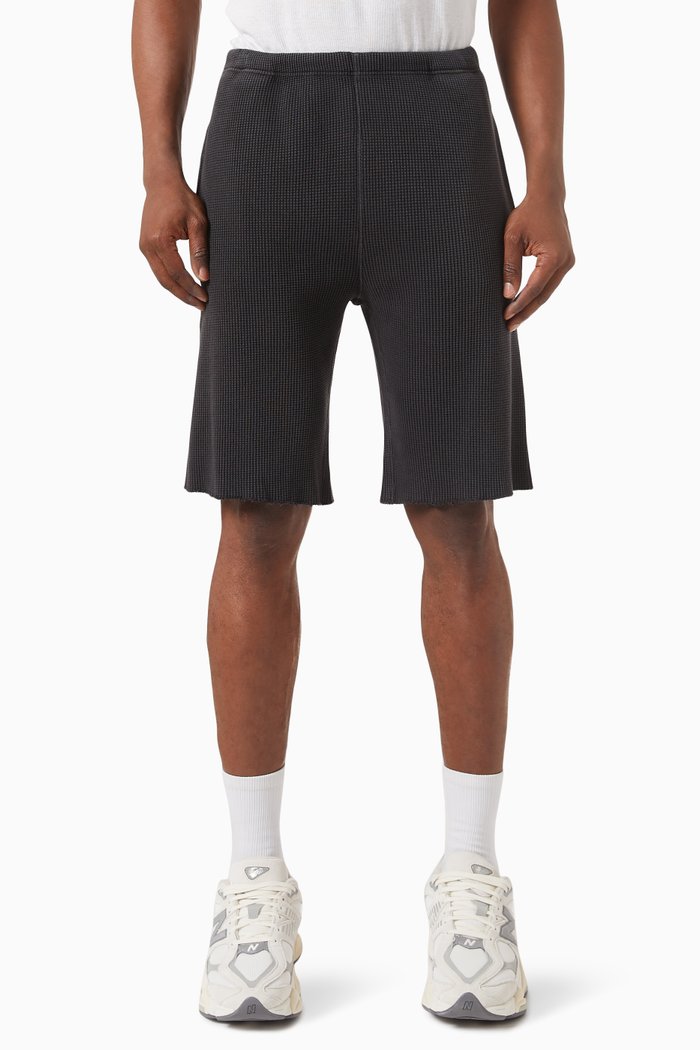 

Bermuda Shorts in Waffle Knit, Black