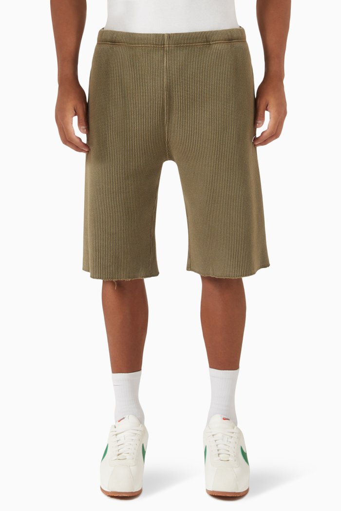 Bermuda Shorts in Waffle Knit, Green