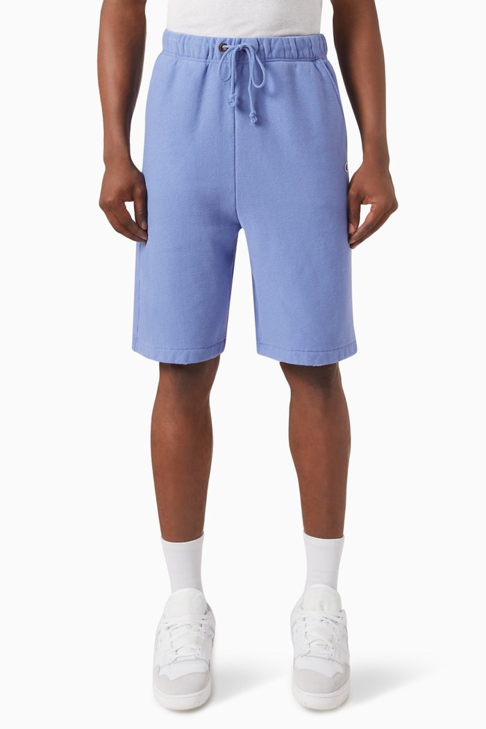 Logo Shorts in Cotton Blend, Blue
