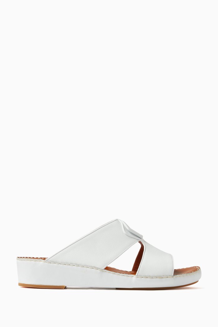 

Peninsula Granulato Sandals in Leather, White