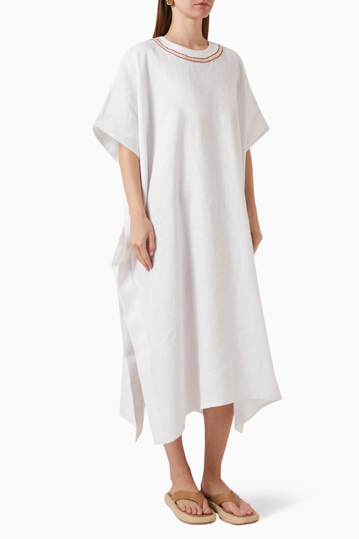 

Rio Jumbo Kaftan in Cotton, White