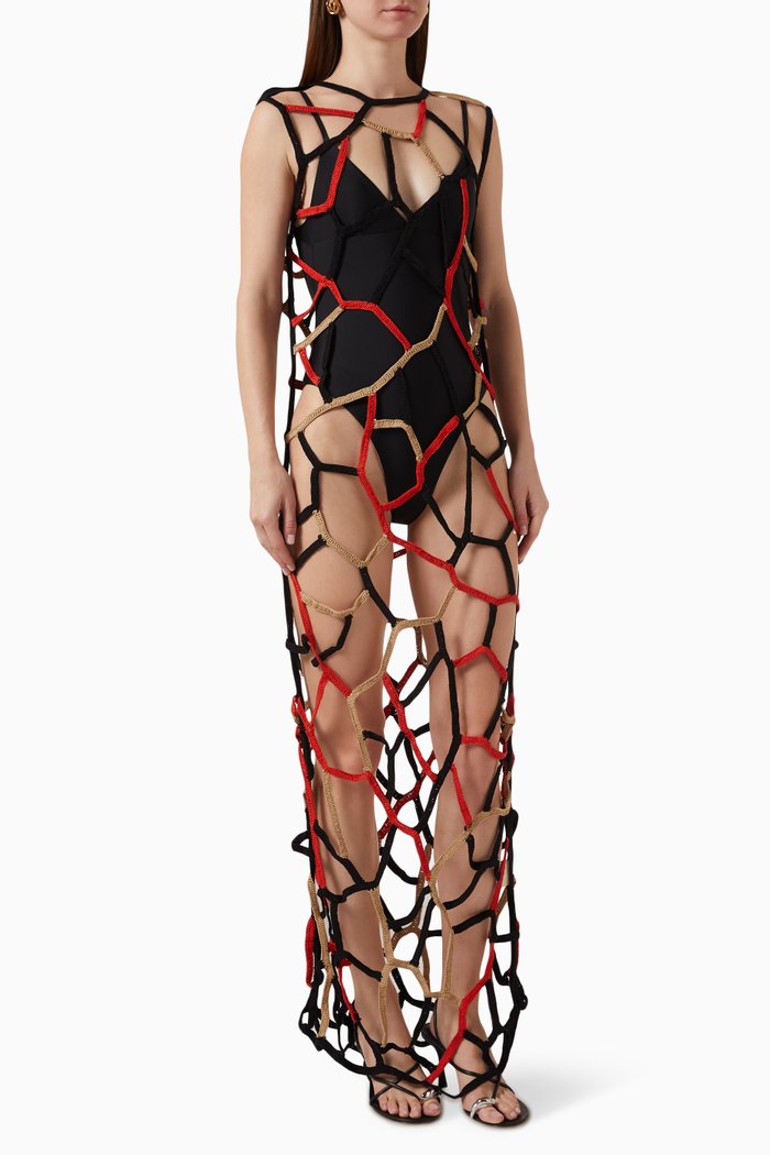 

Fishnet Crochet Maxi Dress, Multicolour