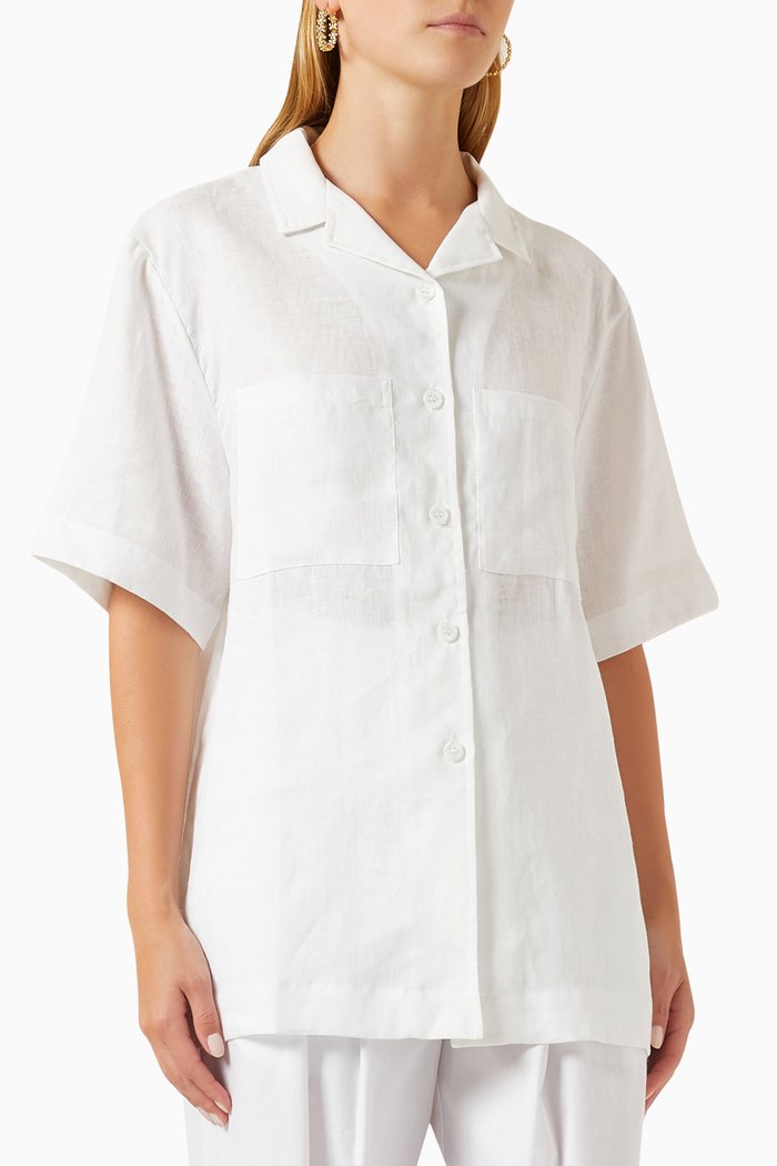 Patch-pocket Shirt in Linen, White