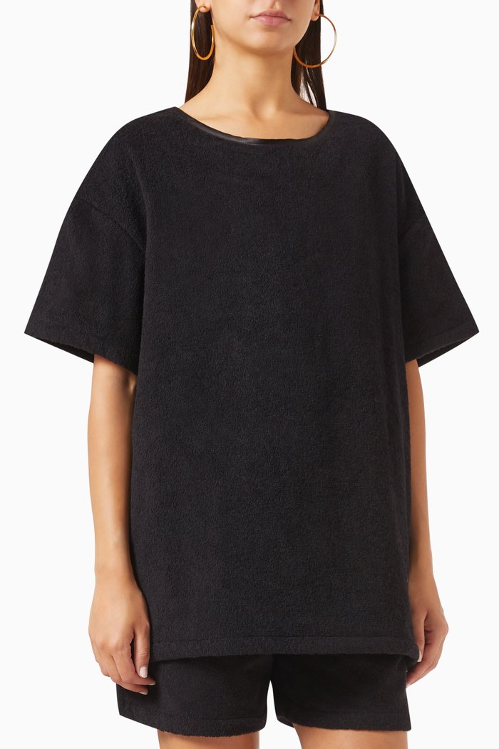 

Oversized Boxy T-shirt in French-terry, Black