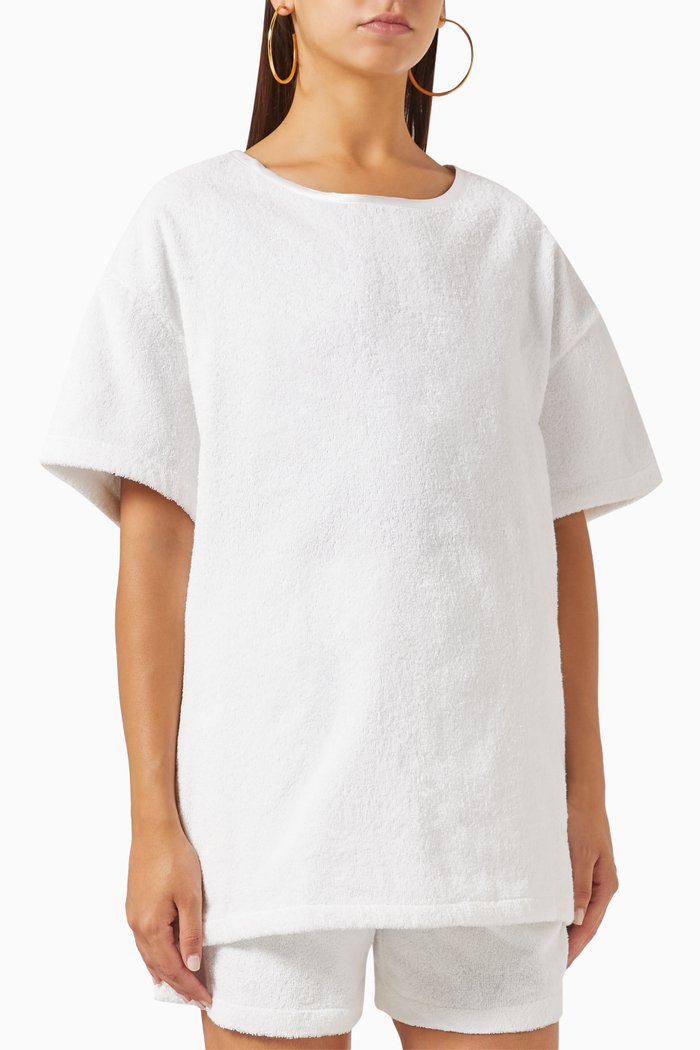 

Oversized Boxy T-shirt in French-terry, White