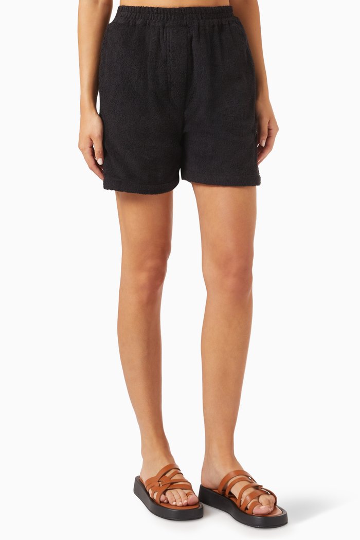 

Elsticated Waistband Shorts in French-terry, Black