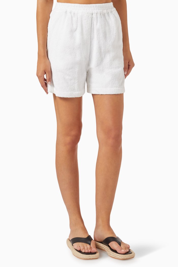 

Elsticated Waistband Shorts in French-terry, White