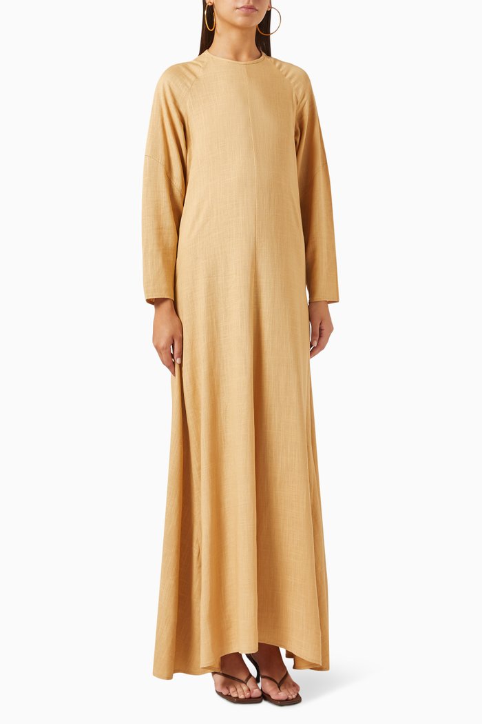 Cacoon Cut Maxi Dress in Cotton, Yellow