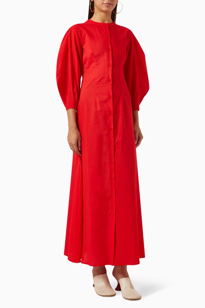 

Cacoon Summer Maxi Dress in Cotton, Red