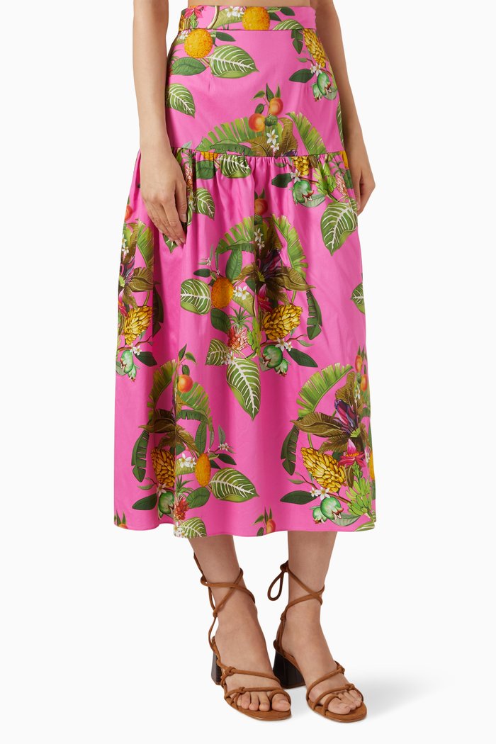 

June Midi Skirt in Cotton, Multicolour