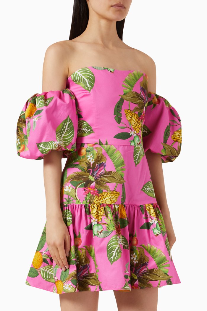 

Ziggy Off-shoulder Mini Dress in Cotton, Pink