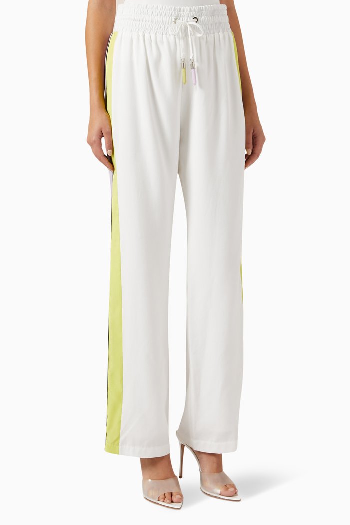 

Colour-block Striped Pants in Viscose-blend, White