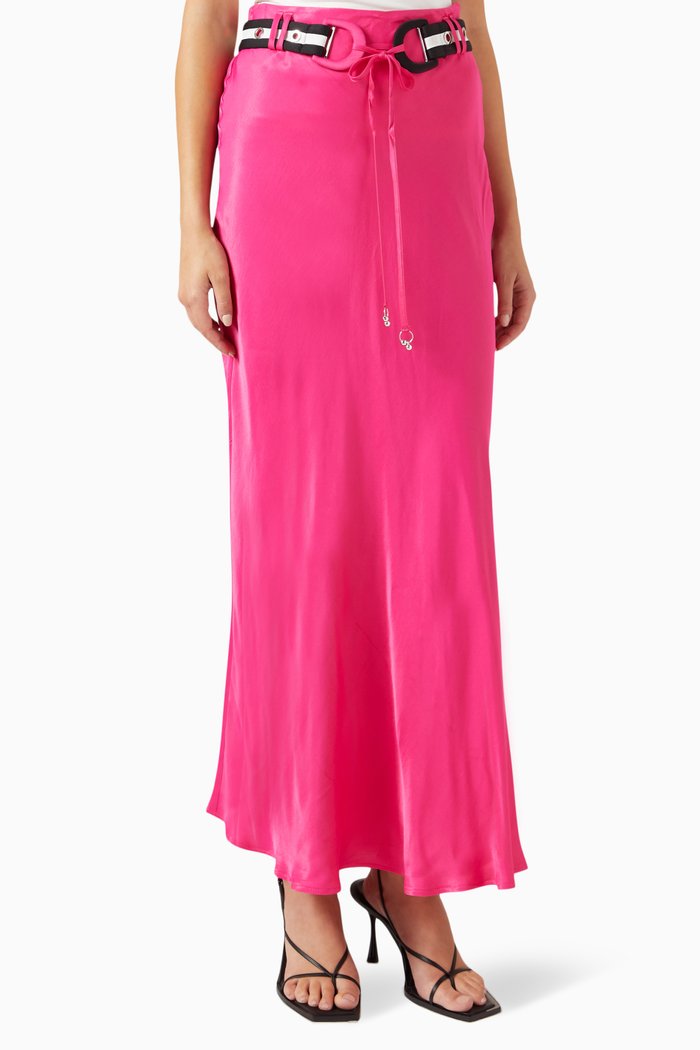 

Belted Midi Skirt in Viscose, Pink