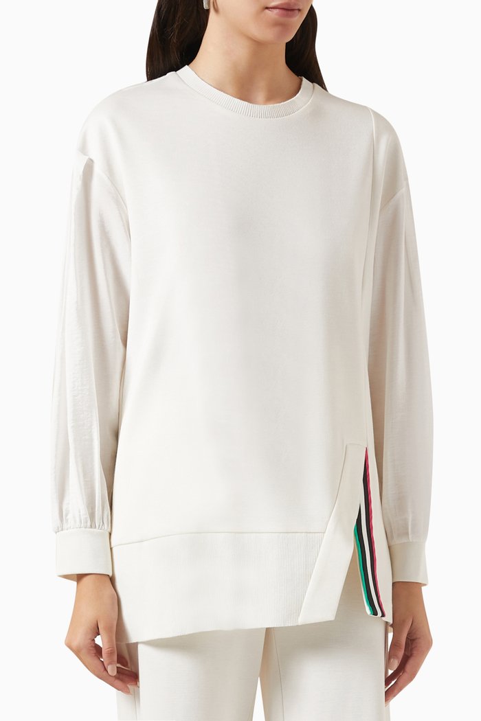 

Striped Hem Top in Viscose-blend, White