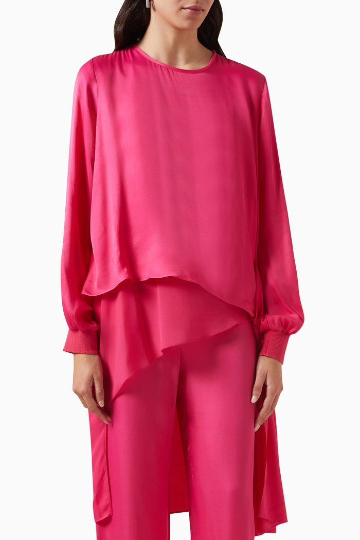 

Layered Tunic Top in Viscose, Pink