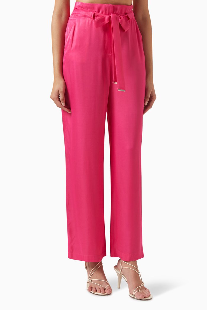 Straight-leg Pants in Viscose, Pink