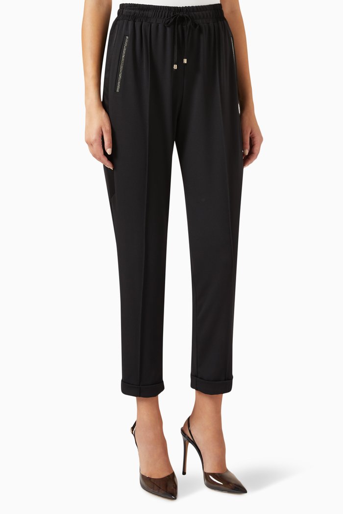 

Crystal-embellished Drawstring Pants, Black