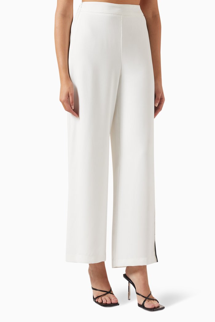 

Crystal-embellished Wide-leg Pants, White