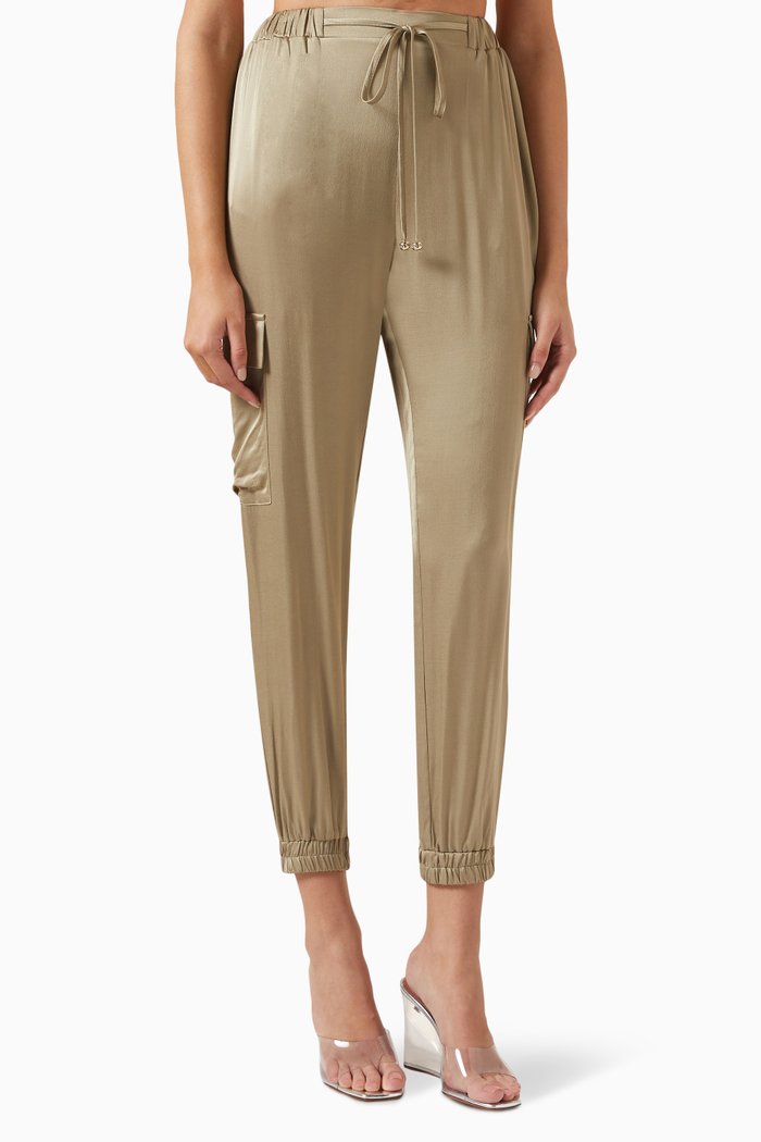 

Slim-fit Pants in Viscose-satin, Green
