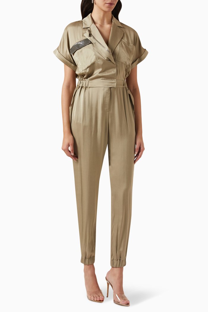 

Slim-fit Jumpsuit in Viscose, Green