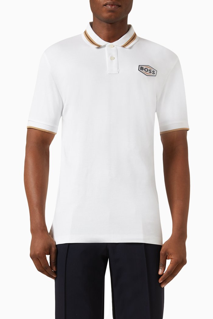 

Logo-patch Polo Shirt in Cotton Mercerised, White