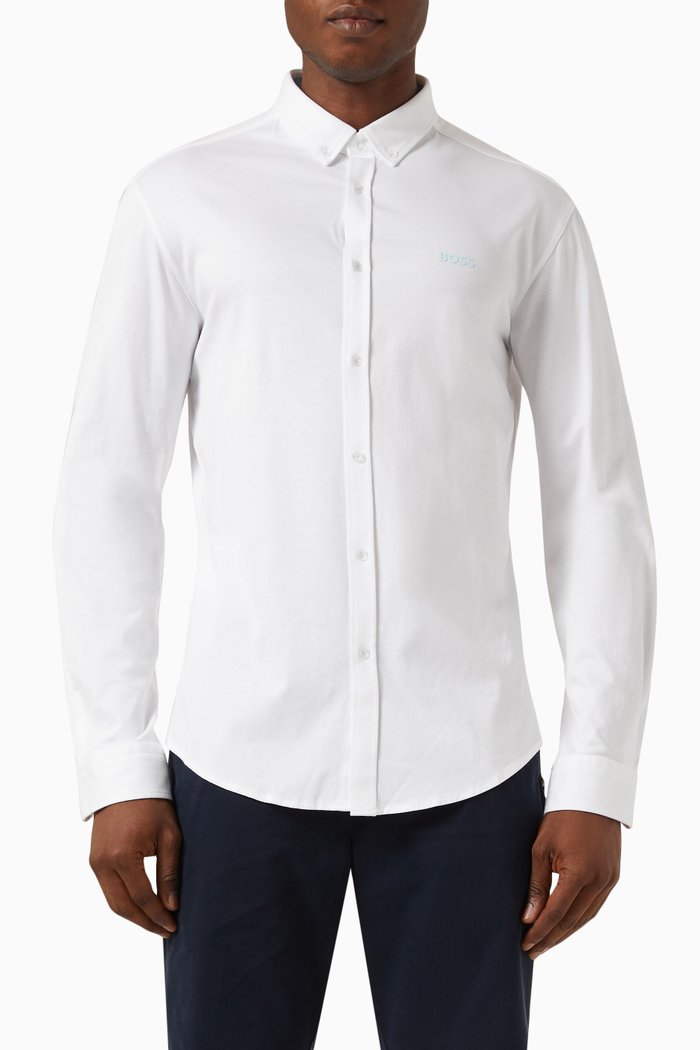 

Button Down Shirt in Cotton Piqué, White