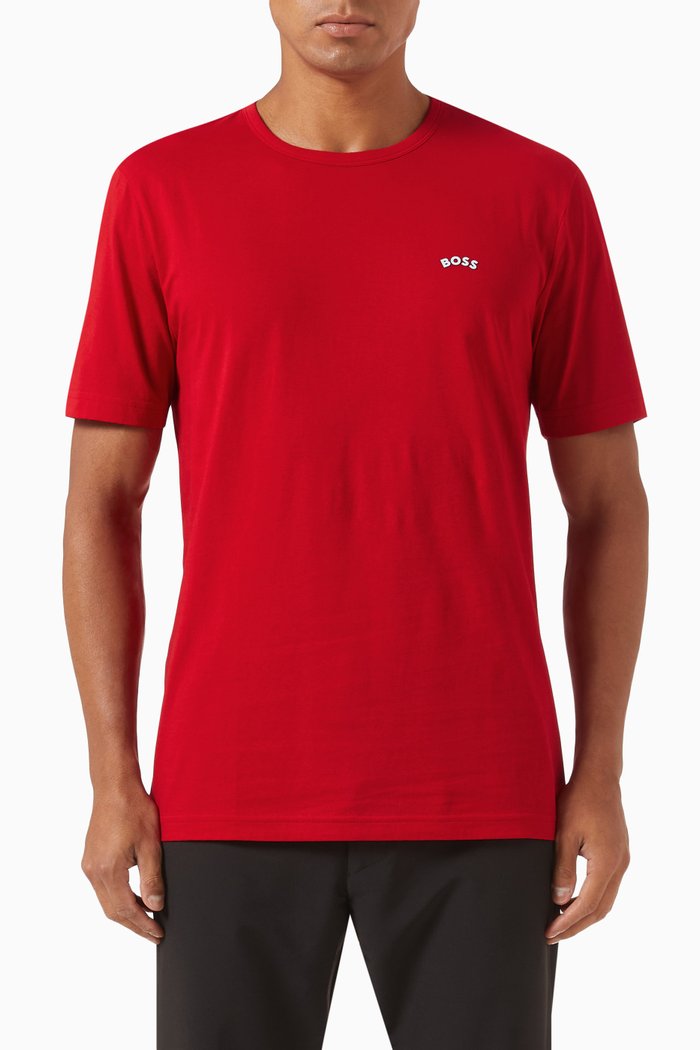 

Curved-logo T-shirt in Organic Cotton-jersey, Red