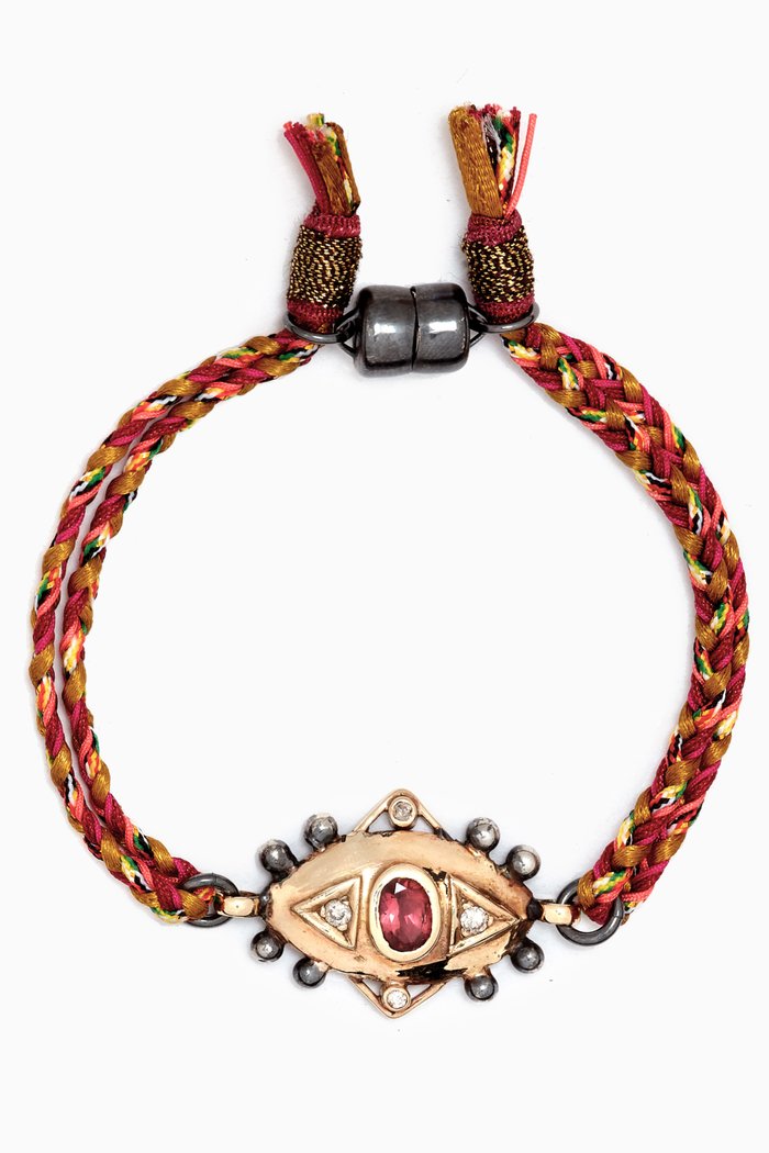 

Gold, Tourmaline & Diamond Eye Bracelet in Sterling Silver, Yellow