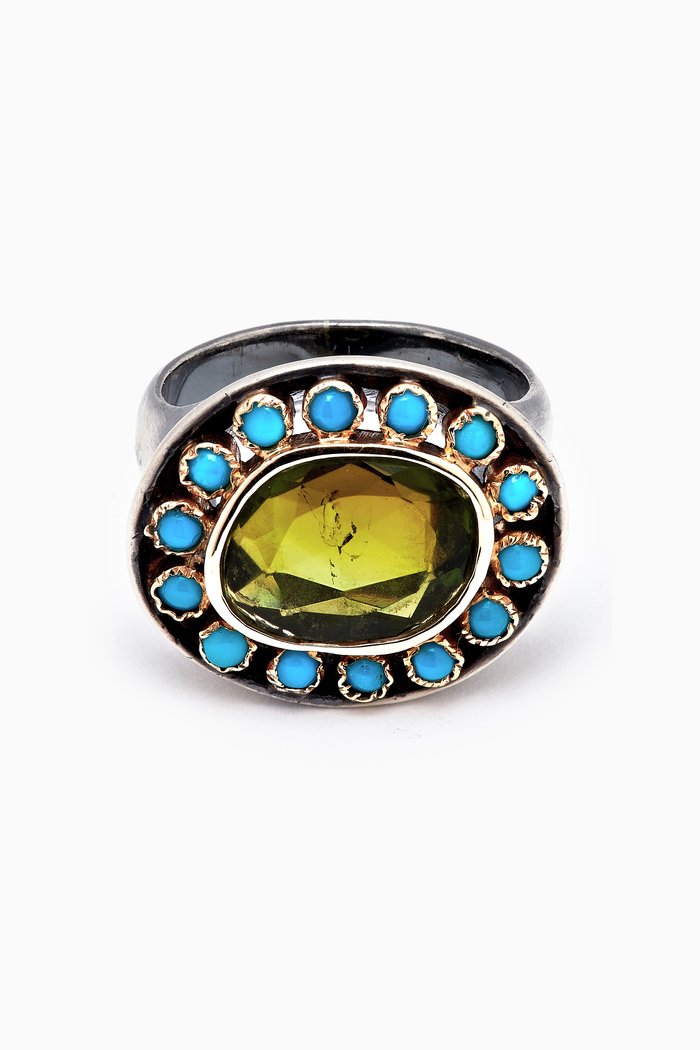 

Tourmaline & Turquoise Ring in Sterling Silver