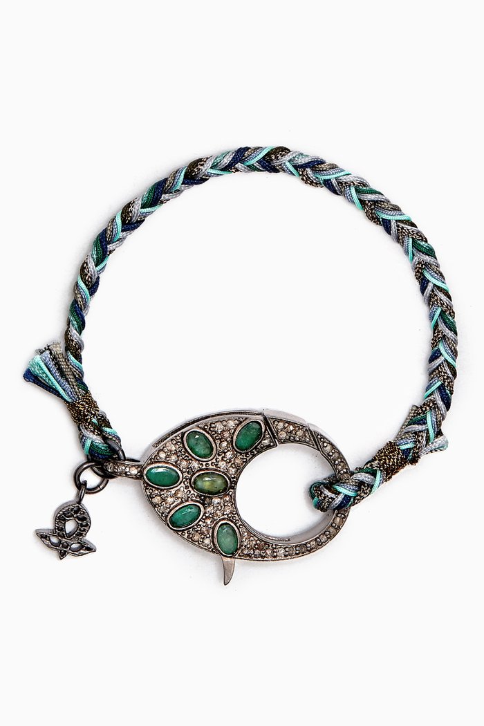 

Emerald & Diamond Clasp Bracelet in Sterling Silver