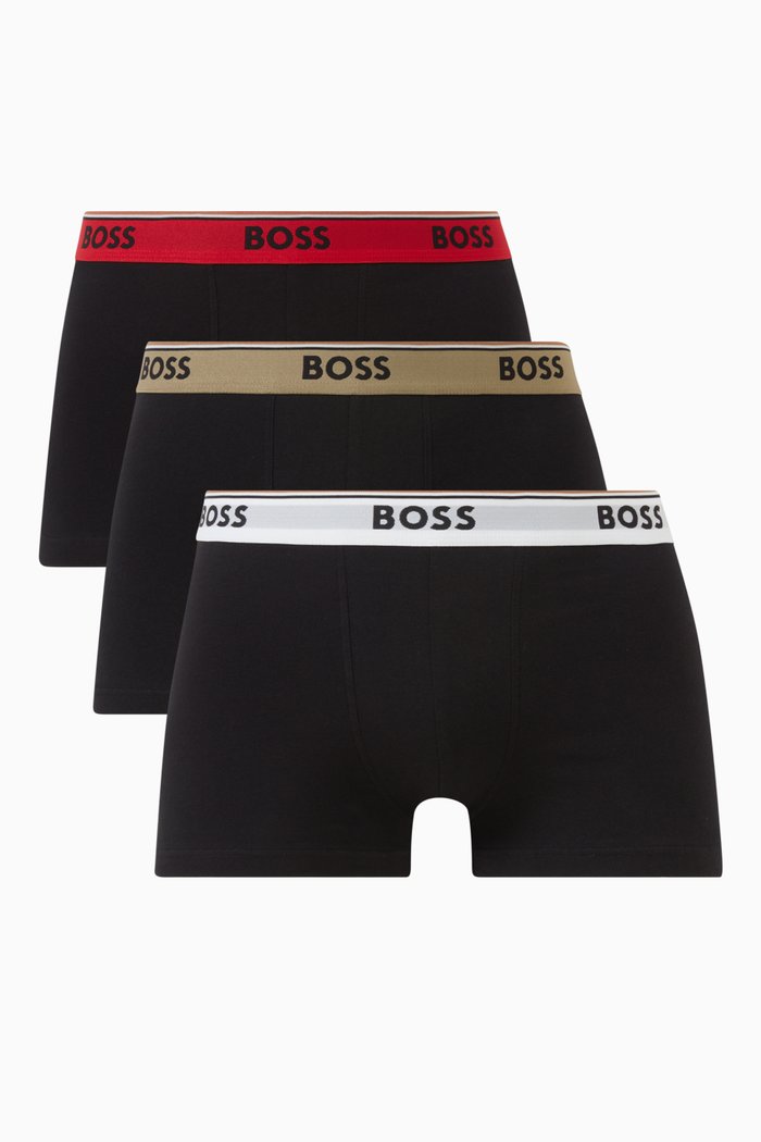 Power Logo Trunks in Cotton Stretch, Set of 3, Black